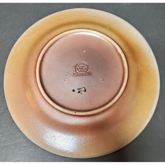 VTG Rowe Pottery Works Plate Pine Needles Grey/Brn/Blk Cambridge WI Hand Made - Picture 6 of 9